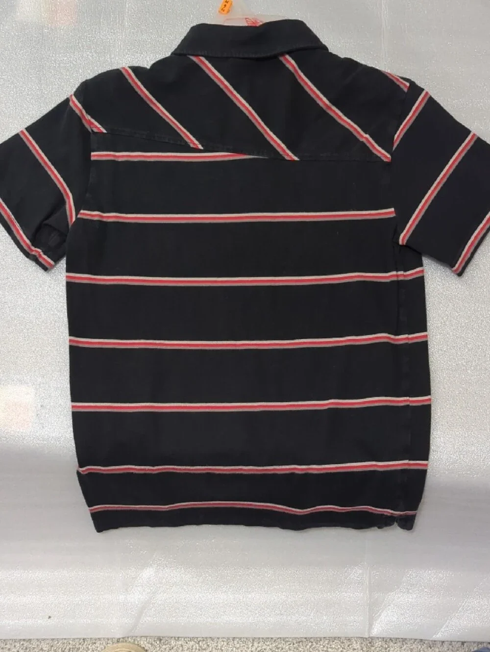 Boy's Shaun White Black Polo with Red & White Stripes
